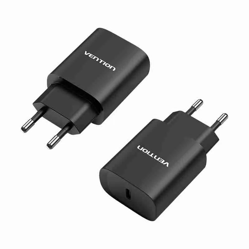 Vention 1-port USB-C Wall Charger(20W) UK- Plug Black