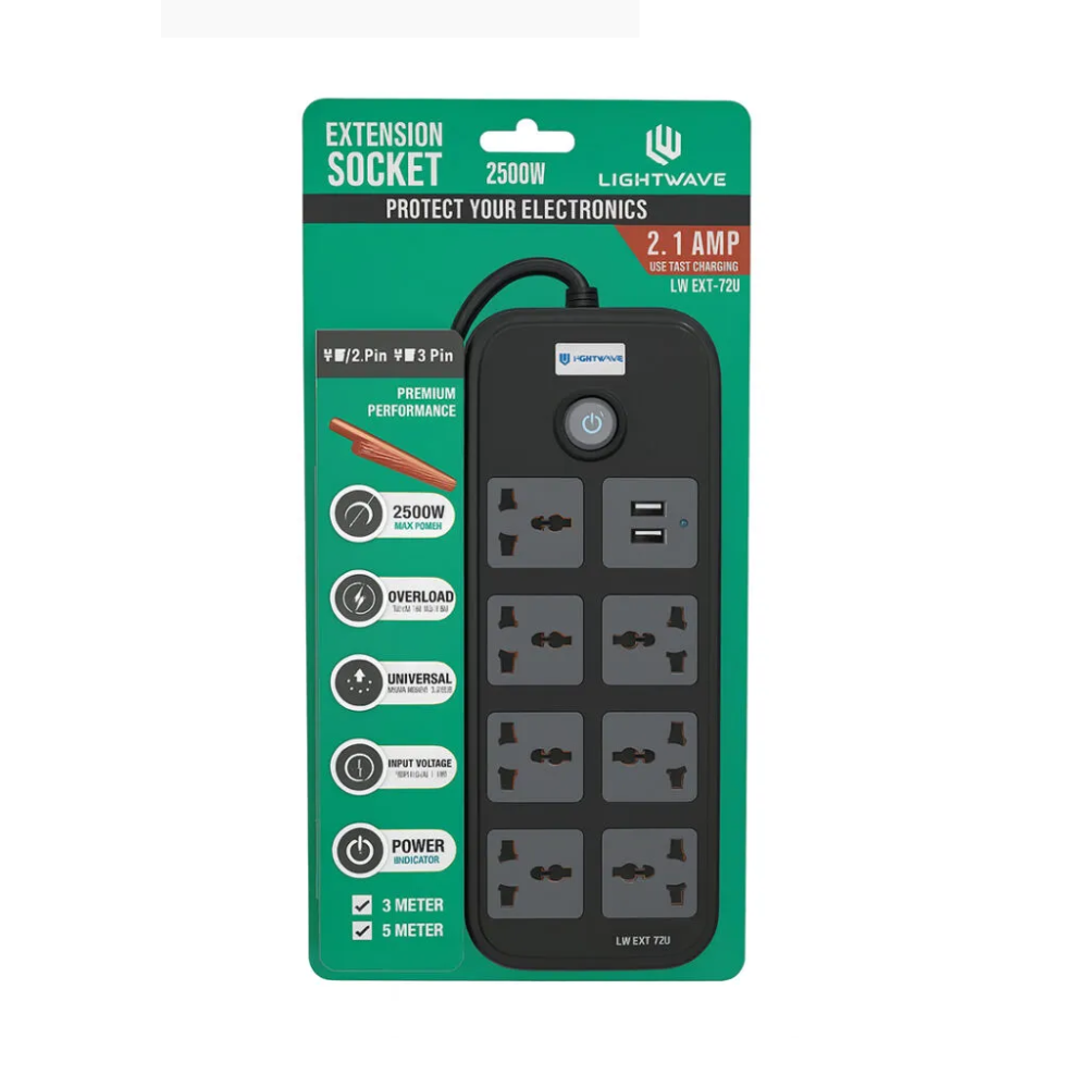 Lightwave Extension Socket- 3 Metres 4WAY