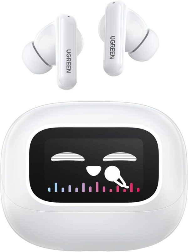 UGREEN WS211 EchoBuds Magic with Active Noise Cancelling Earbuds with Smart Touchscreen -White
