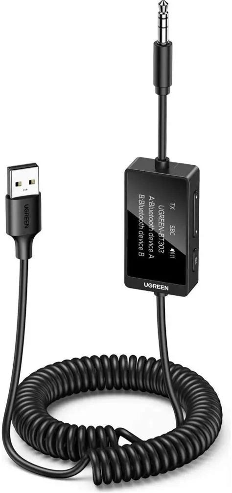 UGREEN BT303 Bluetooth 5.4 Transmitter Receiver with Built-in Microphone for Hands-Free Calls