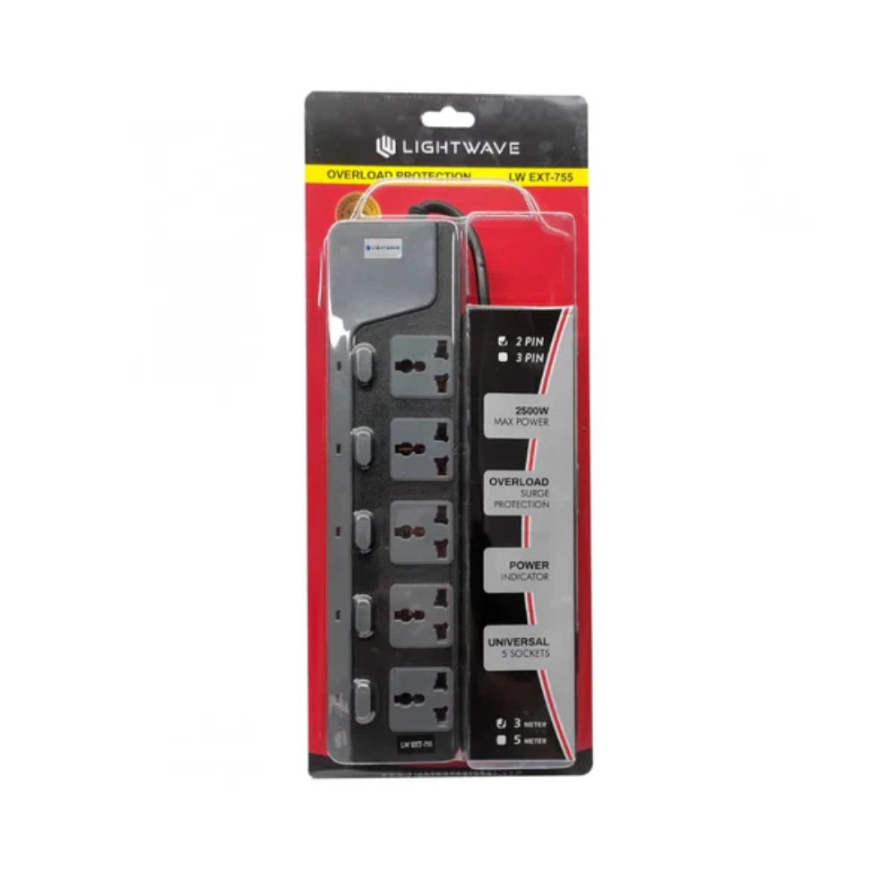 Lightwave Extension Socket- 3 Metres 5WAY