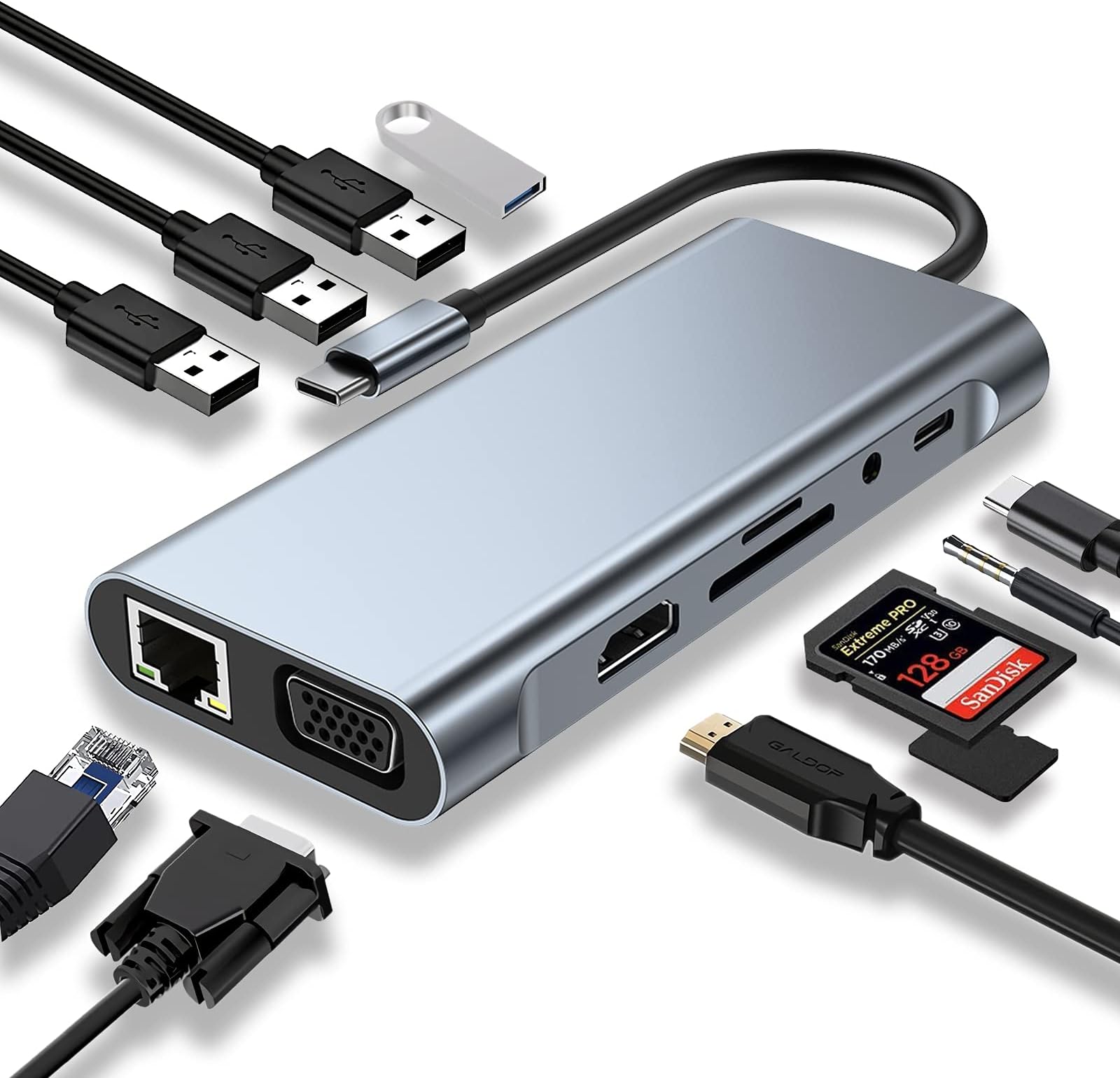 Light Wave USB-C MULTI-FUNCTIONAL 6-in-1 Docking Station -Type C to 1 HDMI 4K@30Hz