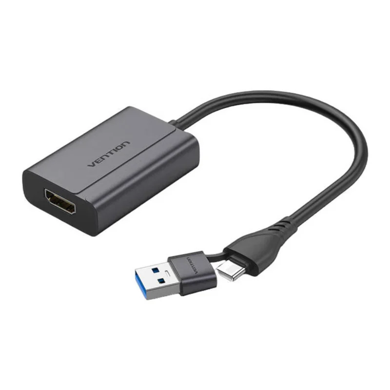 Vention USB-C + USB-A To HDMI Adapter 0.15M Grey Aluminium Alloy Type