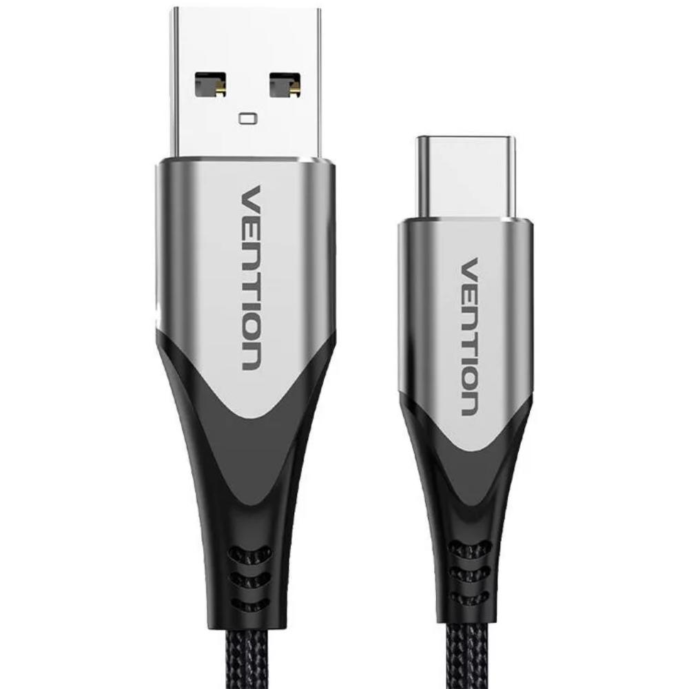 Vention Cotton Braided USB 2.0 A Male to C Male 3A Cable 2M Gray Aluminum Alloy Type