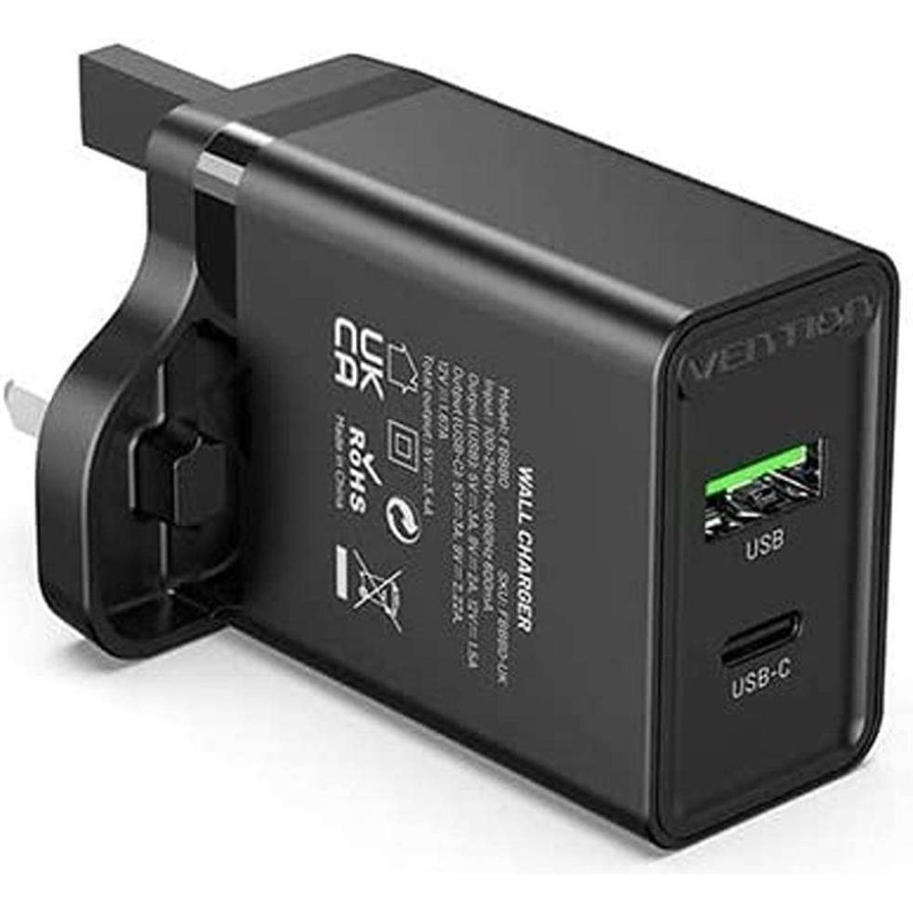 Vention 1-port USB Wall Charger(12W) UK-PlugBlack