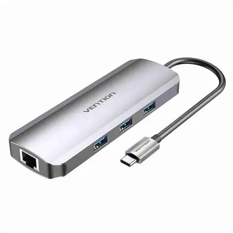 Vention USB-C MULTI-FUNCTIONAL 9 in 1 DOCKING STATION- Type c to HDMI x 2/USB 3.0 x 2/USB 2.0/RJ45/SD/TF/PD(100W)